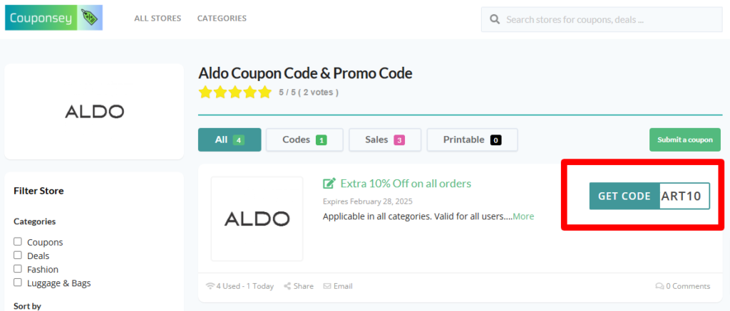 Aldo Promo Code 