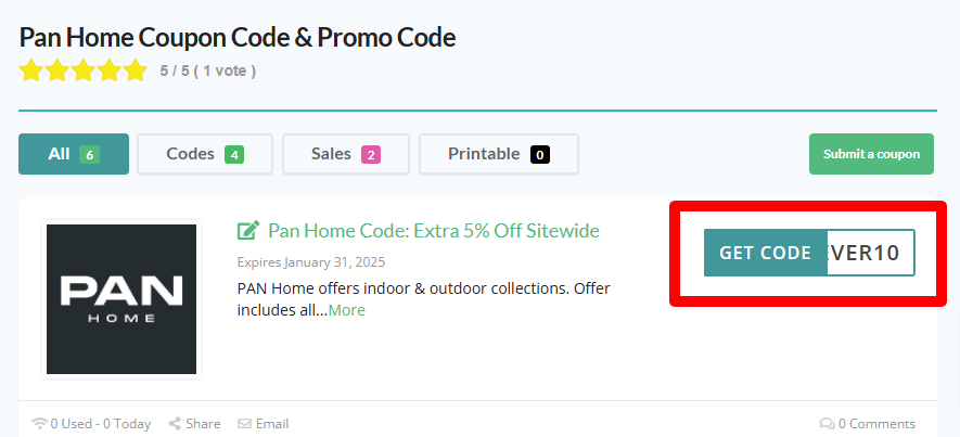Pan Home Coupon Code