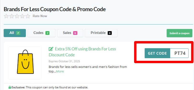 Brands For Less Coupon Code