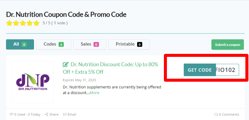 Dr. Nutrition Coupon Code