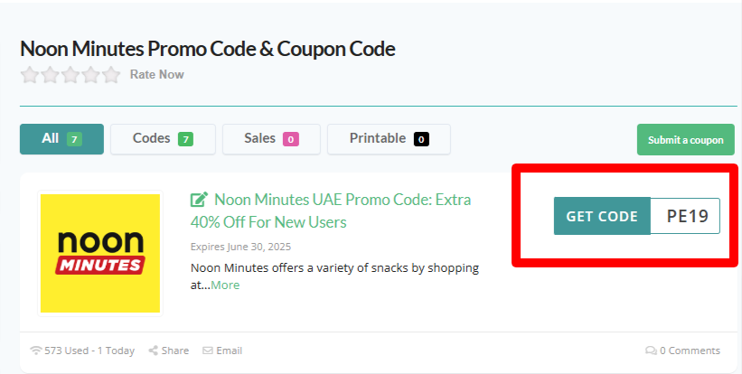 Noon Minutes Couponc