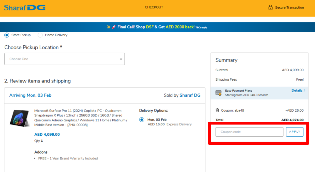 Sharaf DG Discount Code