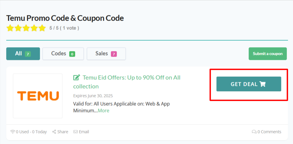 Temu Coupon Code