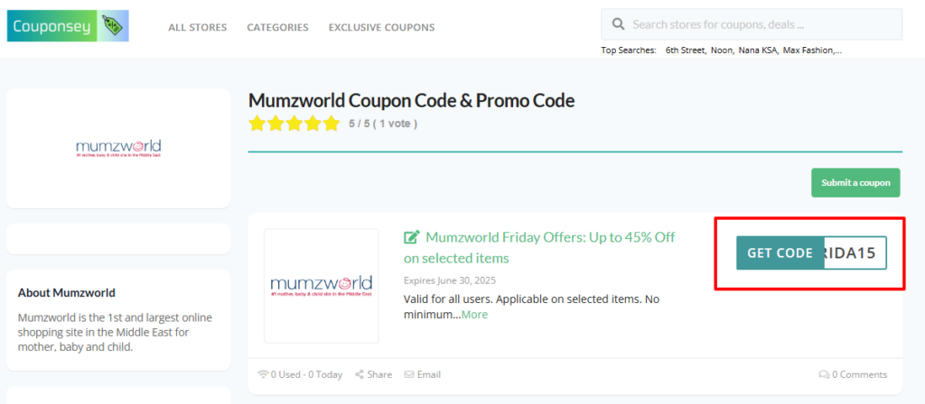 Mumzworld Coupon