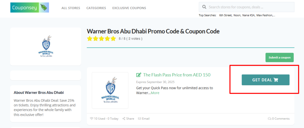 Warner Bros Abu Dhabi Promo Code