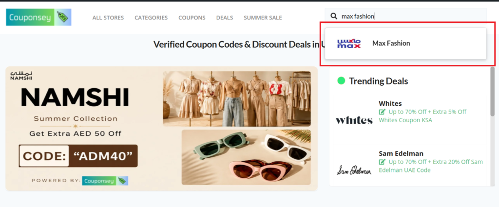 Max fashion coupon code